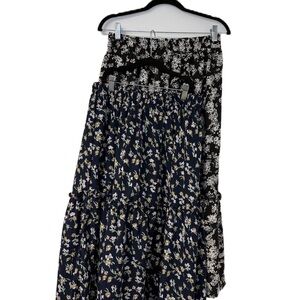 Creative Genius Floral Bundle Tiered A-line Midi Skirt Casual Wear Sz l